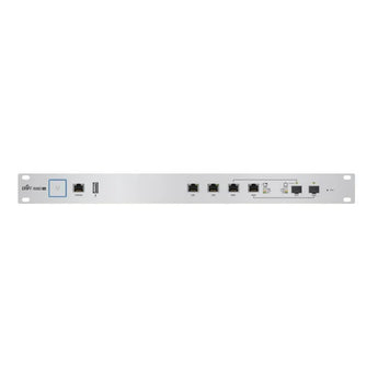 Ubiquiti UniFi USG-PRO-4, a rack-mountable, 4-port Gigabit Ethernet security gateway offering advanced network security and routing features.