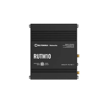 Teltonika RUTM10 industrial wired router featuring four Gigabit RJ45 ports and Wi-Fi 5 for dependable network connectivity.