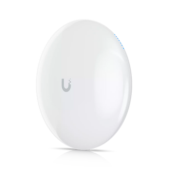 Ubiquiti UniFi Device Bridge Pro, a long-range outdoor radio with two Gigabit Ethernet ports for PoE input and output.