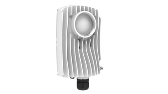 Mimosa C6X modular radio, gray and white, for 6GHz PtP/PtMP wireless networks, showcasing its compact form factor.