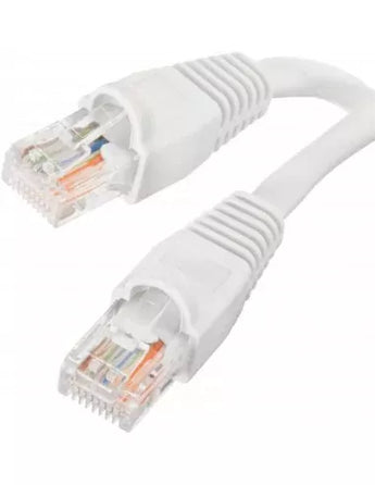 White Acconet CAT6 2m UTP flylead (patch lead) with RJ45 connectors for network connections, providing Gigabit Ethernet.