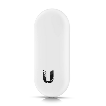 Ubiquiti UniFi Access Reader Lite: a modern NFC and Bluetooth access reader, PoE powered for secure entry. White rectangular design.