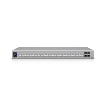 Ubiquiti UniFi Pro HD 24 port switch with PoE++, 10GbE, 2.5GbE, and 10G SFP+ ports. A professional-grade, layer 3 Etherlighting switch.