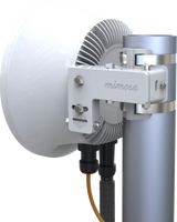 Mimosa B24 24GHz PtP backhaul radio providing gigabit, point-to-point wireless connectivity for networks. Compact, lightweight design.
