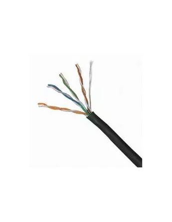 Black Acconet CAT6 UV-resistant outdoor Ethernet cable, 305m SF/TP shielded roll, ideal for durable outdoor network installations.