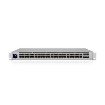 Ubiquiti UniFi Pro 48-Port PoE++ switch with 4 SFP+ ports, providing gigabit connectivity and power for demanding network devices.
