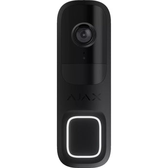 AJAX Security Outdoor Black 4MP WiFi Video Doorbell (AJAX-DB-B) featuring AI, PIR, two-way audio, and night vision for advanced security.