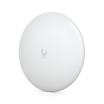 Ubiquiti Wave-LR: a 60GHz/5GHz long-range radio with integrated antenna, GPS, and PoE injector for reliable wireless connectivity.