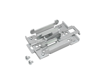 Teltonika Metal DIN Rail Kit, model PR5MEC00, made of low carbon steel, designed for secure 35mm DIN rail mounting of IoT devices.