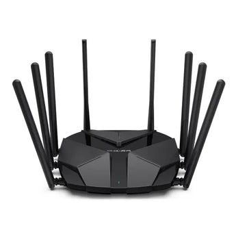 Mercusys AX6000 Dual Band WiFi 6 Router (MRC-MR90X) with eight high-gain antennas for enhanced wireless coverage and performance.