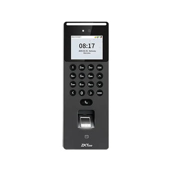 SenseFace-2A access control device with face and fingerprint recognition, featuring a screen, camera, and fingerprint scanner, WiFi enabled.