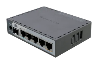 MikroTik hEX S 5-Port Gigabit SFP Router (MT-RBE60iUGS) with five gigabit ports, including one SFP port, in a compact design.