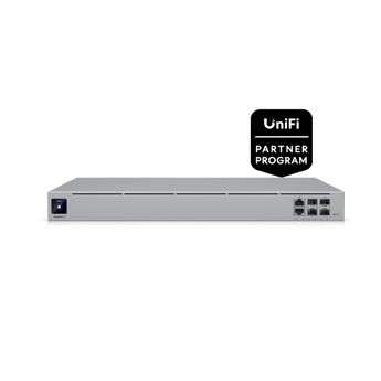 Ubiquiti UniFi Enterprise Fortress Gateway (EFG) with multiple SFP28 and SFP+ ports for high-speed, multi-WAN enterprise network connectivity.