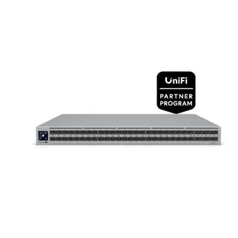 Ubiquiti UniFi Enterprise Campus Aggregation switch with 48x25G and 6x100G ports, designed for high-performance campus networks.