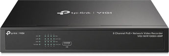TP-Link VIGI NVR1008H-8MP: 8-channel network video recorder with PoE+ ports for easy security camera connection and 4K HDMI output.