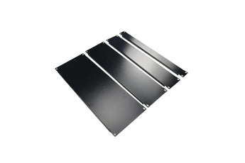 Black Acconet 1U 19-inch blanking plate. Covers empty space in server racks and cabinets for improved airflow management.