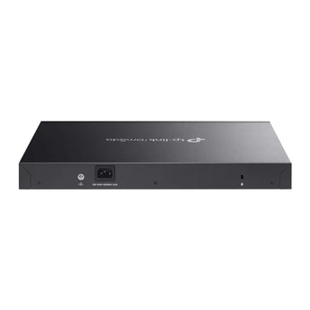 TP-Link Omada ES228GMP: 28-port Gigabit easy-managed switch with 24 PoE+ ports and 2 SFP ports. Rack-mountable.