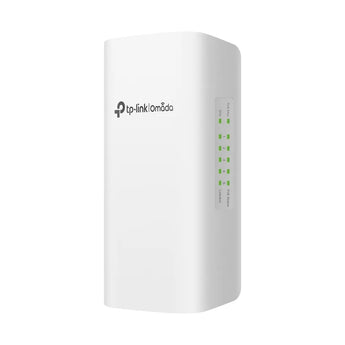 TP-Link Omada SG2005P-PD: 5-port outdoor gigabit smart switch with PoE++ in and four PoE+ out ports, weatherproof design.