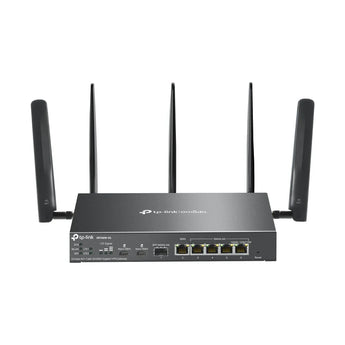 TP-Link ER706W-4G Omada router featuring Wi-Fi 6, 4G+ Cat6 LTE, Gigabit Ethernet ports, and a Nano SIM card slot for versatile connectivity.