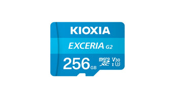 Kioxia 256GB Micro SDXC memory card for fast, expansive storage of 4K video and high-resolution photos on compatible devices.