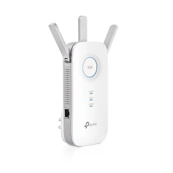 TP-Link AC1750 Wi-Fi Range Extender RE450 with three external antennas extending wireless internet coverage, dual band, MU-MIMO tech.