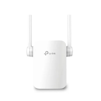 TP-Link AC750 Wi-Fi Range Extender (RE205) with two external antennas, extending wireless internet coverage in a home or office.