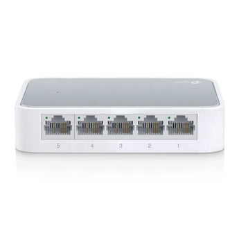 TP-Link TL-SF1005D: White, 5-port 10/100Mbps desktop switch for expanding a wired network. Ports support auto-MDI/MDIX.