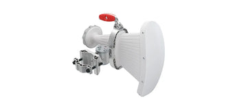 RF Elements Wideband 90 degree 4x4 Asymmetrical Horn Antenna for enhanced wireless performance in 5 and 6 GHz bands.