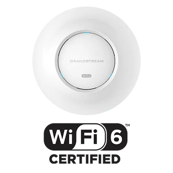 Grandstream GWN7660E Enterprise WiFi 6 Indoor Access Point. White, square design with internal antennas for optimal wireless performance.