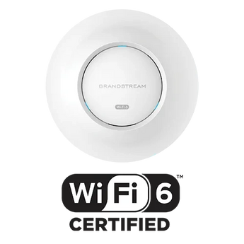 Grandstream GWN7660E Enterprise WiFi 6 Indoor Access Point. White, square design with internal antennas for optimal wireless performance.