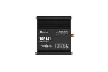 Teltonika TRB141 CAT 1 IoT Gateway: Industrial LTE gateway with compact design, SMA antenna, and multiple I/O for remote data access.