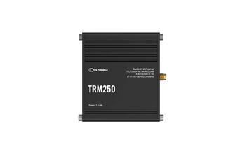 Teltonika TRM250 industrial modem for LTE-M/NB-IoT networks. Compact, durable, and designed for remote monitoring and IoT applications.
