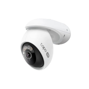 TP-Link Tapo C560WS outdoor security camera with pan and tilt. Captures 4K video with AI person, vehicle, and pet detection.