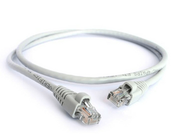 Acconet CAT6 2m UTP flylead, grey, with molded boots and plugs, used for connecting network devices.