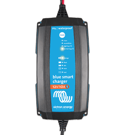 Victron Blue Smart IP65 Charger 12/15 with DC Connector for battery charging and maintenance; rugged design.