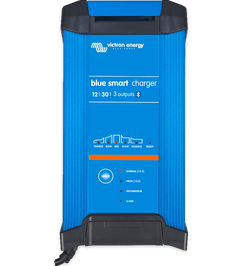 Victron Blue Smart IP22 Charger 24/12. A 24V battery charger with Bluetooth for remote monitoring and adaptive charging.