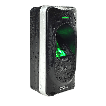 ZKTeco F12: Outdoor RFID and fingerprint reader with RS485 for access control systems. Weather-resistant design for indoor/outdoor use.