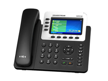 Grandstream GXP2140 desk phone with a color LCD screen, 4 line buttons, and programmable keys for efficient call management.