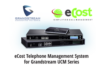 Grandstream eCost DX10 Dongle, a black USB device, enabling enhanced features on Grandstream UCM6201, 6202, 6204, and 6208 phone systems.