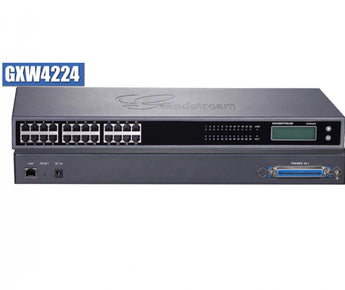 Grandstream GXW4224: A 24-port FXS gateway providing analog phone connectivity to a VoIP network. Features Telco connectors.