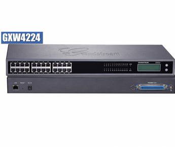 Grandstream GXW4224: A 24-port FXS gateway providing analog phone connectivity to a VoIP network. Features Telco connectors.