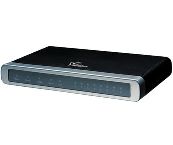 Grandstream GS-GXW4108: 8-port FXO gateway connecting analog phone lines to a VoIP network for small businesses.