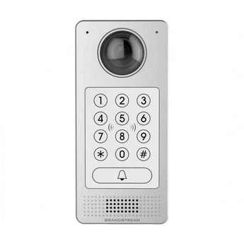 Grandstream GDS3710 IP video doorphone. It features a 2MP camera, RF card reader for secure access, and a built-in intercom system.