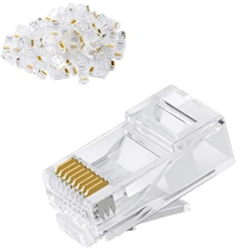 Acconet CAT6 RJ45 Connectors, 50 pack. Transparent RJ45 ends for easy wiring of both stranded and solid core network cables.