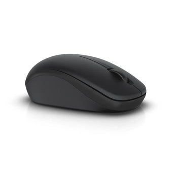 Dell WM126 black wireless optical mouse with USB nano receiver for easy plug-and-play setup.