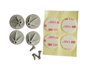 Acconet PCB Stud Kit: Four PCB studs with mounting tape and screws, used for securely mounting printed circuit boards.