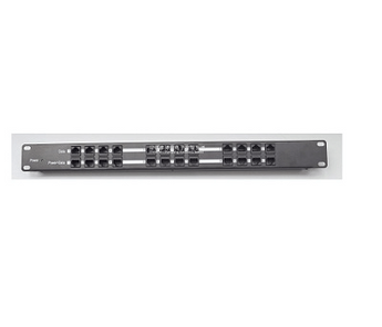 Black, 1U rackmount 12 port passive PoE injector. Shielded with a 2.1mm jack for reliable gigabit power distribution.