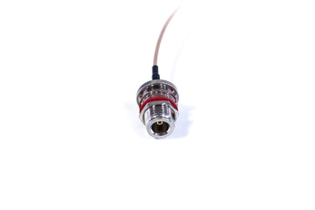 MMCX male 90-degree to N female bulkhead 300mm pigtail cable, RG174, used for connecting antennas or modules.