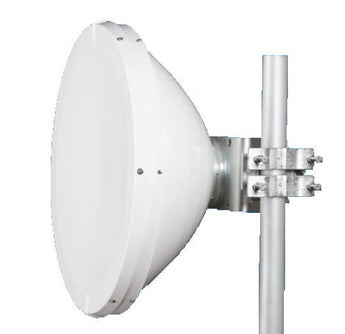 Jirous 38cm parabolic dish antenna for AirFiber 11, operating at 10/11GHz, enhancing wireless communication range and signal quality.