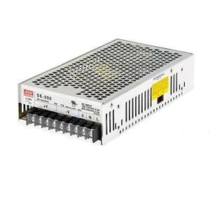 Mean Well LRS-200-48 enclosed switching power supply, providing 48V DC output. Metal case with terminal block for easy wiring.